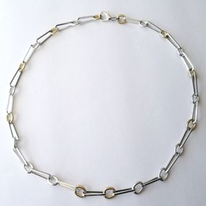 Elongated Dual Tone Chain Link Necklace